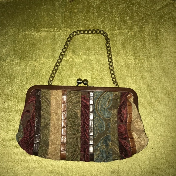 Fossil Handbags - Fossil Tapestry Clutch Purse with Chain
